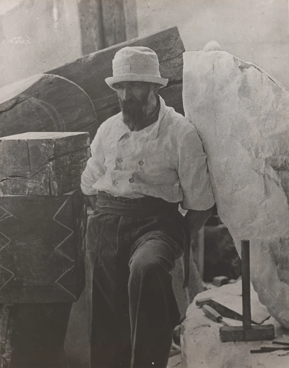 Untitled (self-portrait in the studio) by Constantin Brâncuși, photograph, 1920