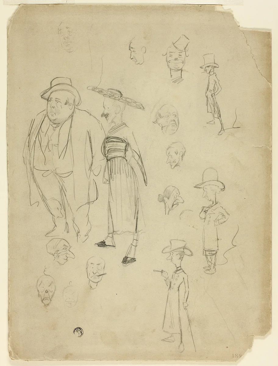 Caricatures of Gentlemen by Philipp William May, drawing, 1884-1903