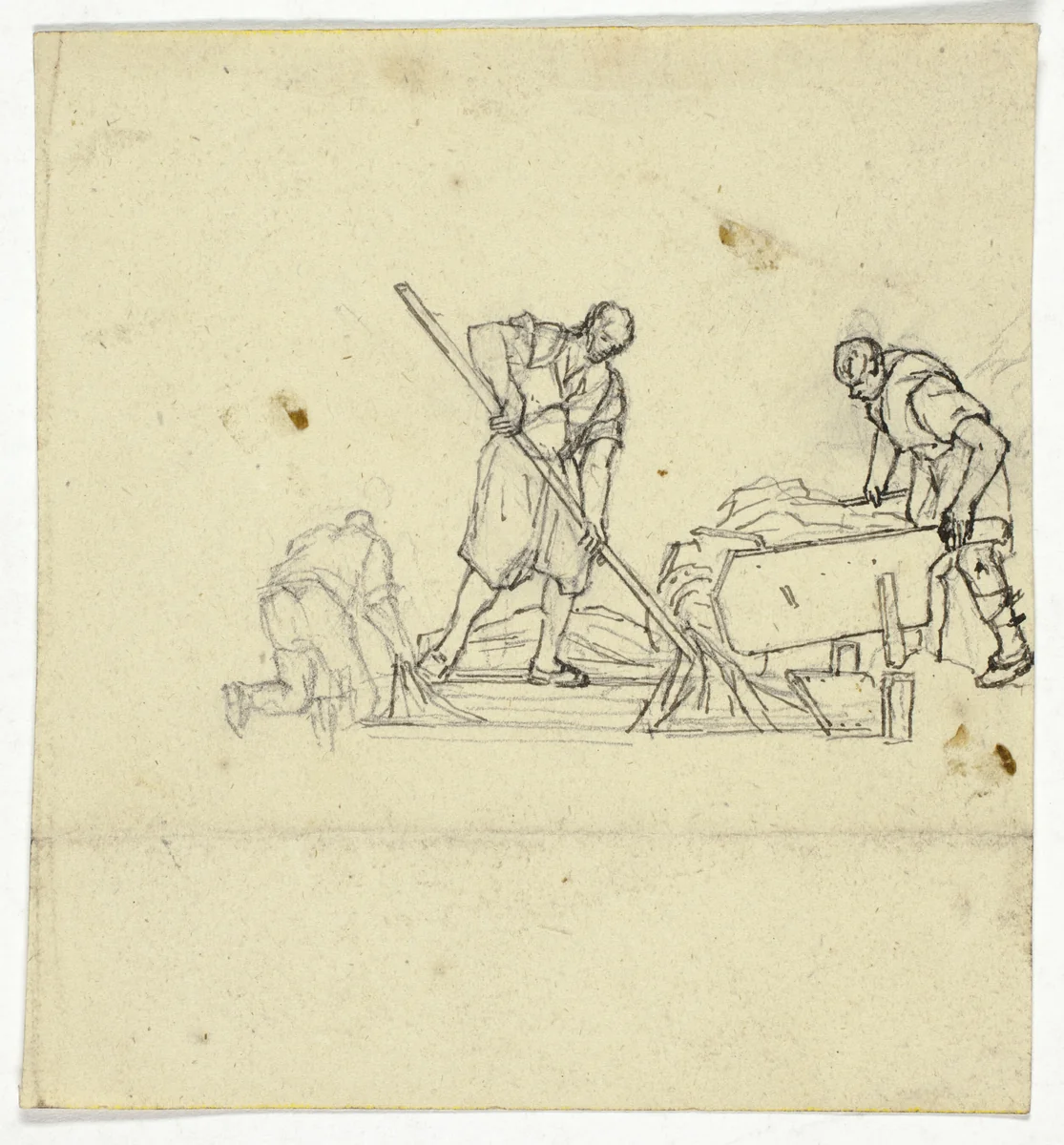 Three Laborers by William Henry Pyne, drawing, 1789-1843