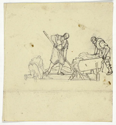 Three Laborers by William Henry Pyne, drawing, 1789-1843