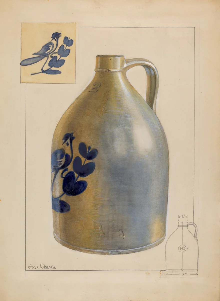 Jug by Charles Caseau, index of american design, 1937