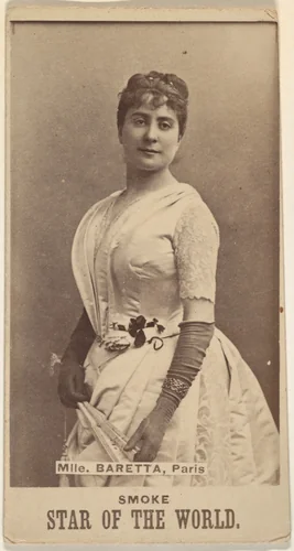 Mlle. Baretta, Paris, from the Star of the World series (N672), issued by A. Hershey & Bros. to promote Star of the World Tobacco by A. Hershey & Bros., photograph, 1883-1892
