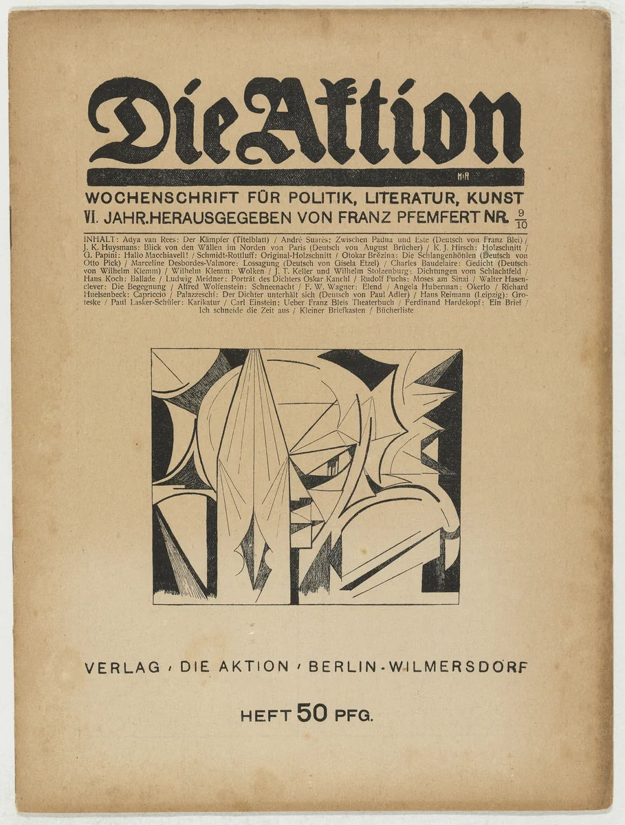 Die Aktion, vol. 6, no. 9/10 by Karl Schmidt-Rottluff, periodical, 1916