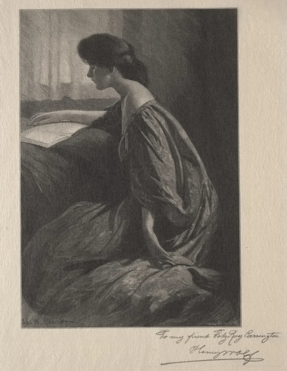Girl Reading at a Window by Henry Wolf, print