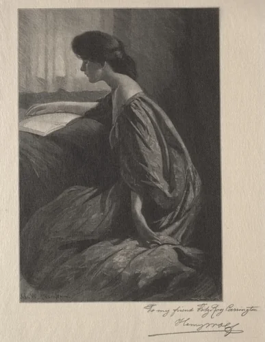 Girl Reading at a Window by Henry Wolf, print