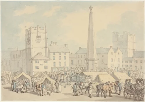 Market Day at Richmond in Yorkshire by Thomas Rowlandson, drawing, 1818