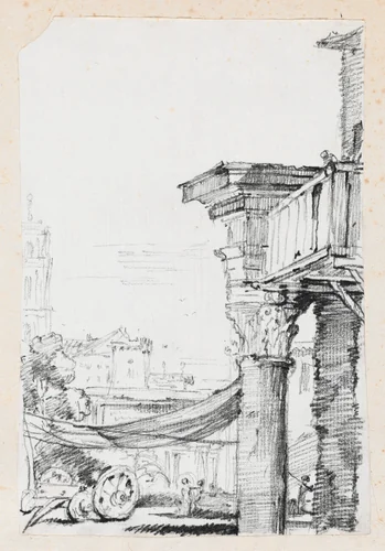 A Balcony in the Roman Forum by Joseph-Marie Vien, drawing, 1744-1750