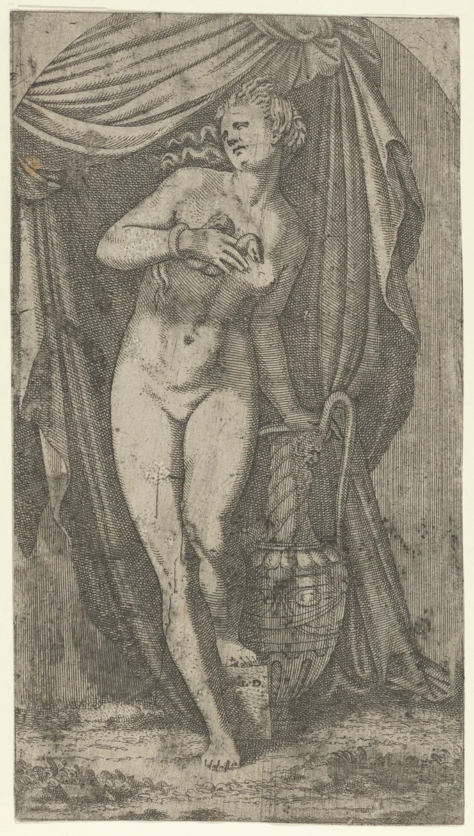 Cleopatra bitten by an Asp by Léon Davent, print, 1540-1556