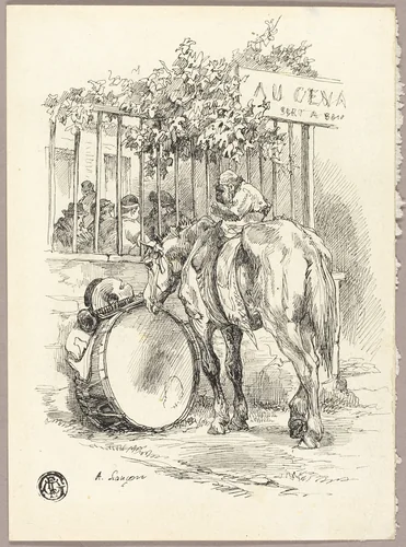 Horse with Monkey on Back by Auguste Andre Lançon, drawing, 1856-1887