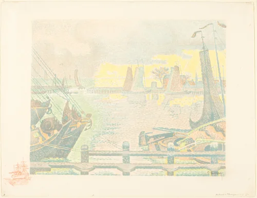 Boats at Flushing (Bateaux à Flessingue) by Paul Signac, print, 1895