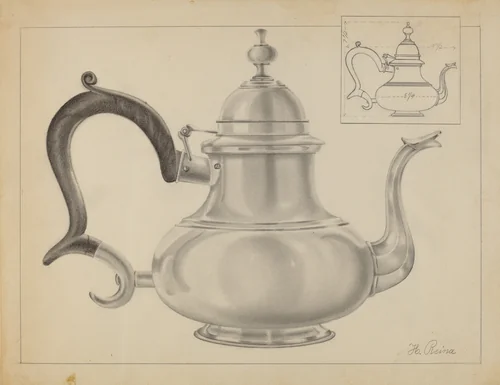 Silver Teapot by Horace Reina, index of american design, 1936