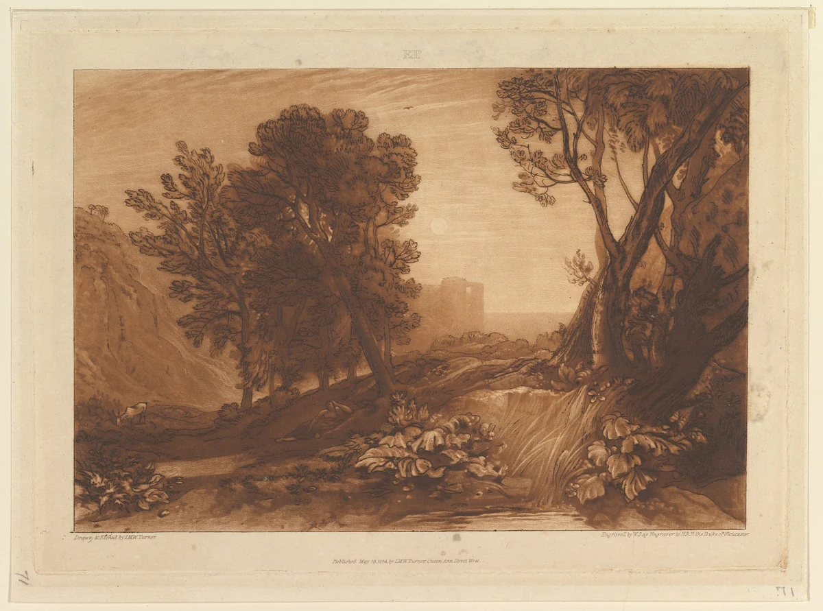 Solitude, or The Reading Magdalen (Liber Studiorum, part XI, plate 53) by Joseph Turner, print, 1814