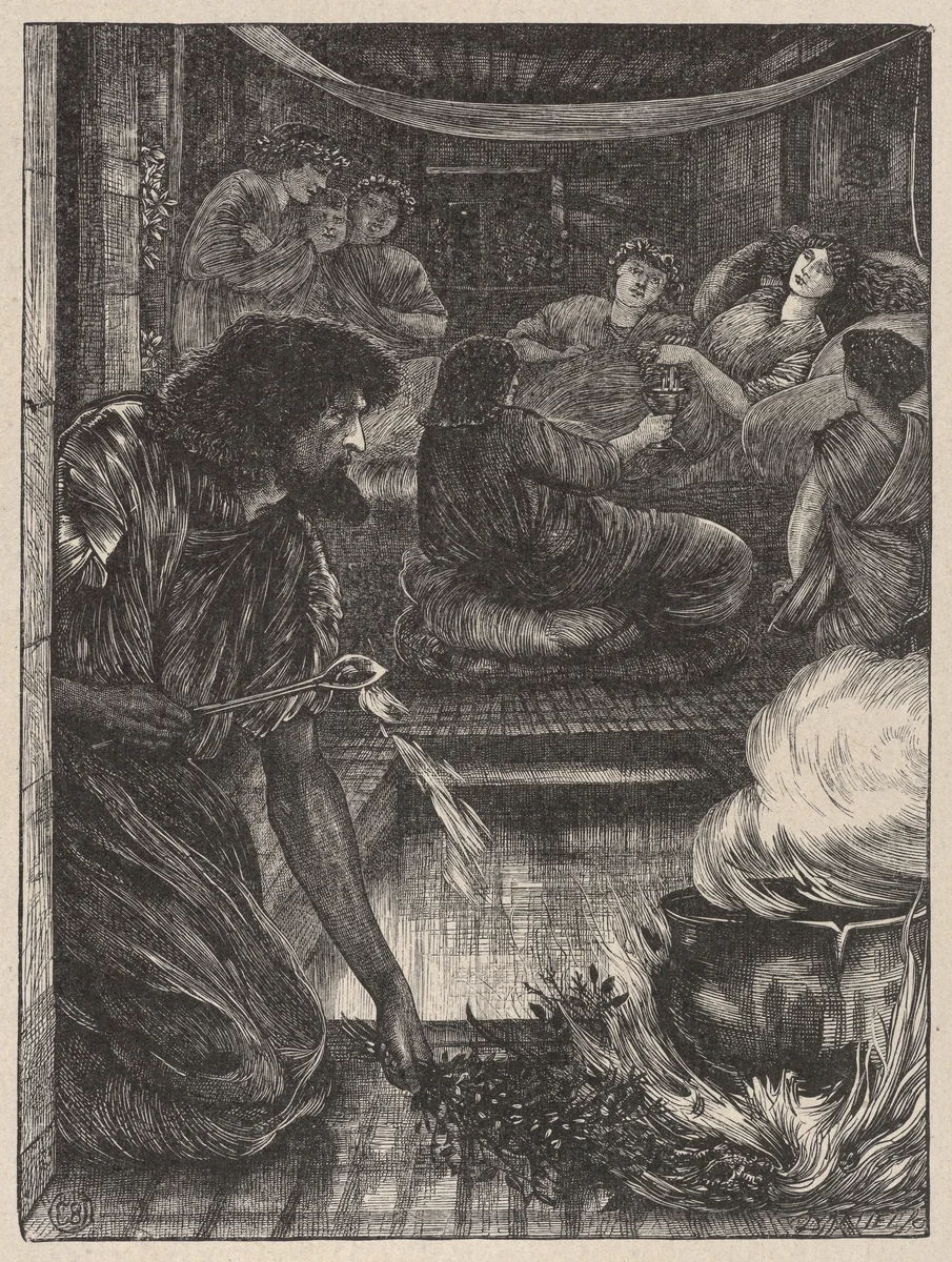 The Parable of the Burning Pot, from "Dalziels' Bible Gallery" by Sir Edward Burne-Jones, print, 1865-1881