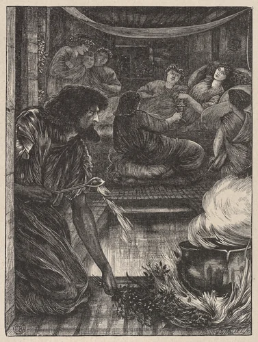 The Parable of the Burning Pot, from "Dalziels' Bible Gallery" by Sir Edward Burne-Jones, print, 1865-1881