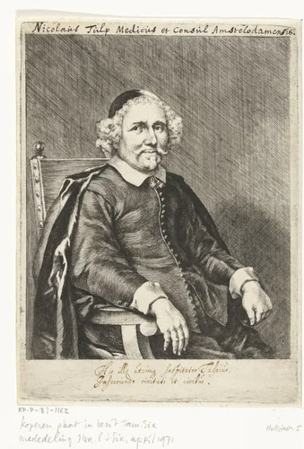Portret van Nicolaas Tulp by Jan de Bisschop, print, 1638-1671