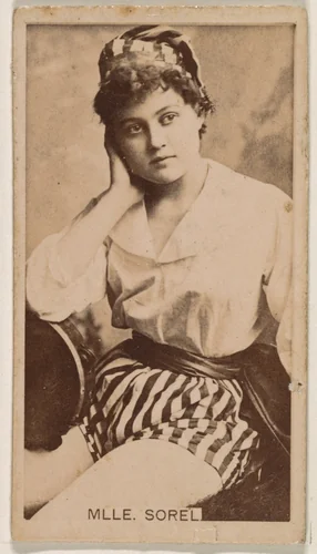 Mlle. Sorel, from the Actresses series (N245) issued by Kinney Brothers to promote Sweet Caporal Cigarettes by Kinney Brothers Tobacco Company, photograph, 1890