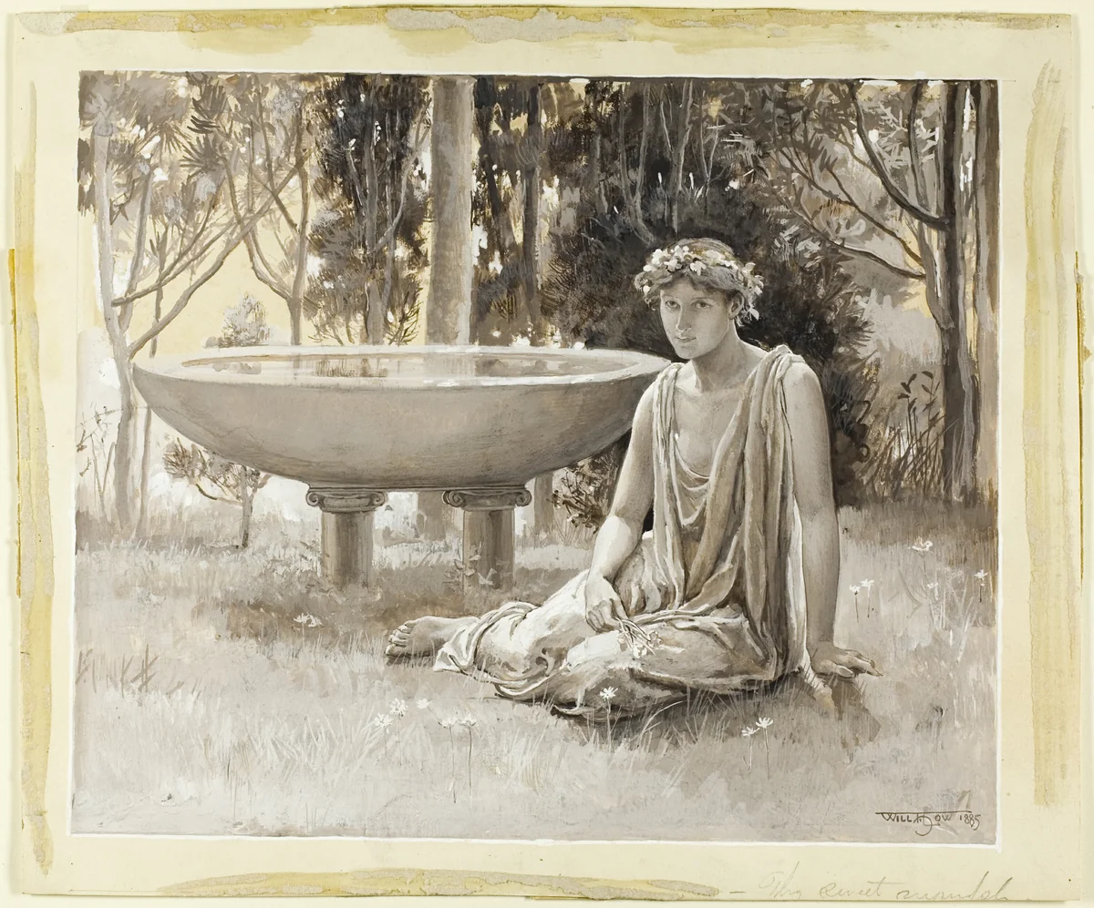 The Guarded Nymph Near-Smiling on the Green by Will Hicock Low, drawing, 1885