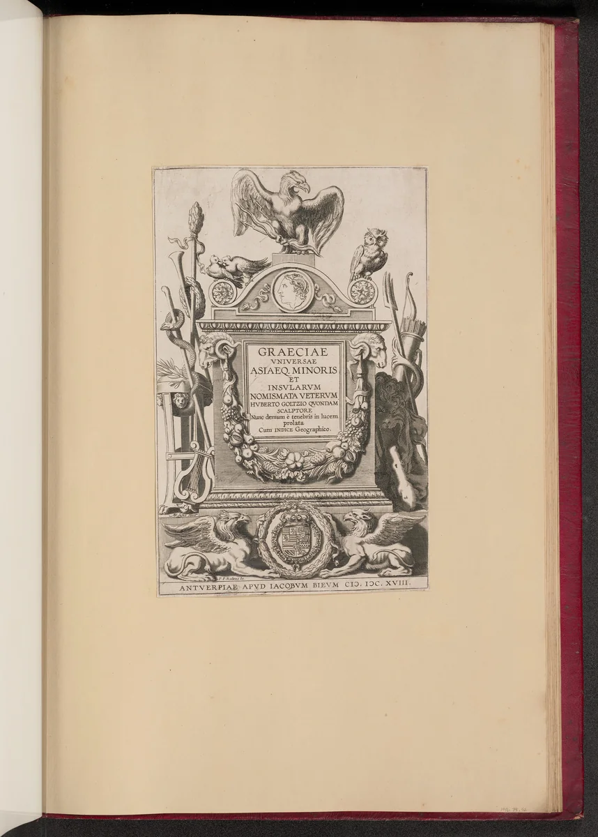 Title Page for Hubert Goltzius, Graeciae Vniversae Asiaeq. Minoris et Insularum Nomismata by Michel Lasne
Sir Peter Paul Rubens, print, 1618