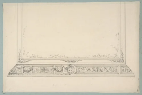 Partial design for a ceiling with alternative patterns for the borders by Jules-Edmond-Charles Lachaise, drawing, 1830-1897