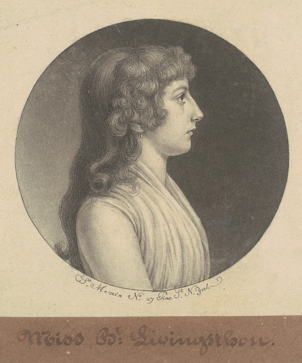 Elizabeth Livingston by Charles B. J. Févret de Saint-Mémin, print, 1797