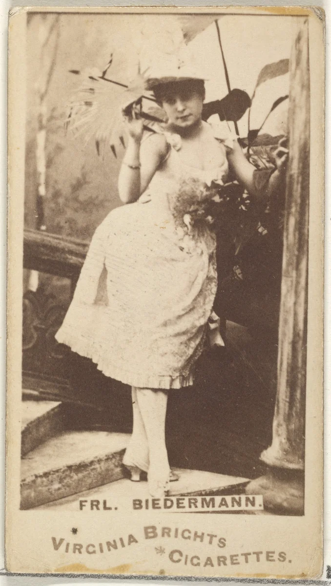 Fräulein Biedermann, from the Actors and Actresses series (N45, Type 1) for Virginia Brights Cigarettes by Allen & Ginter, photograph, 1885-1891