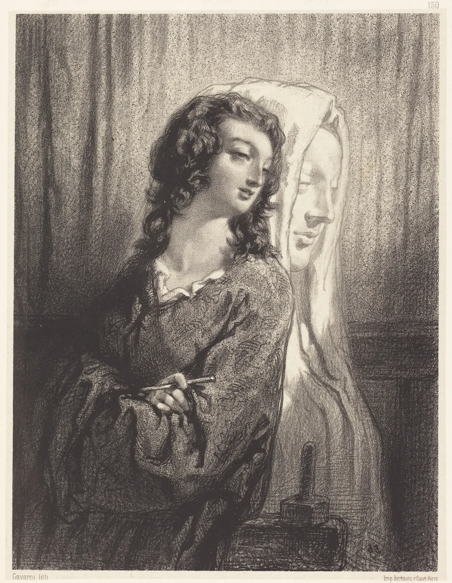 The Model and the Figure (La sculpture monumentale) by Paul Gavarni, print, 1847-1856