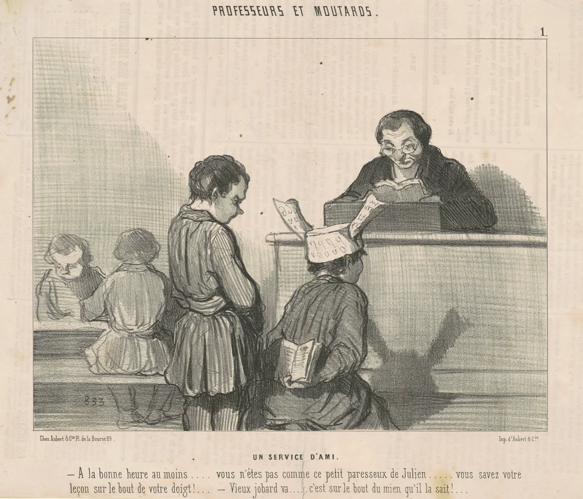 Un service d'ami by Honoré Daumier, print, 1845
