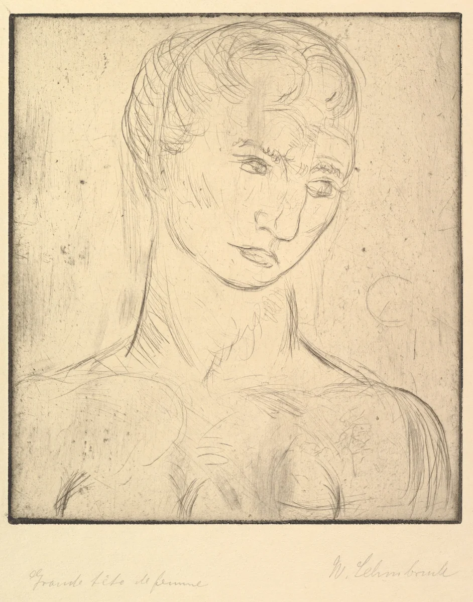 Head of a Woman (Kopf Groß) by Wilhelm Lehmbruck, print, 1912