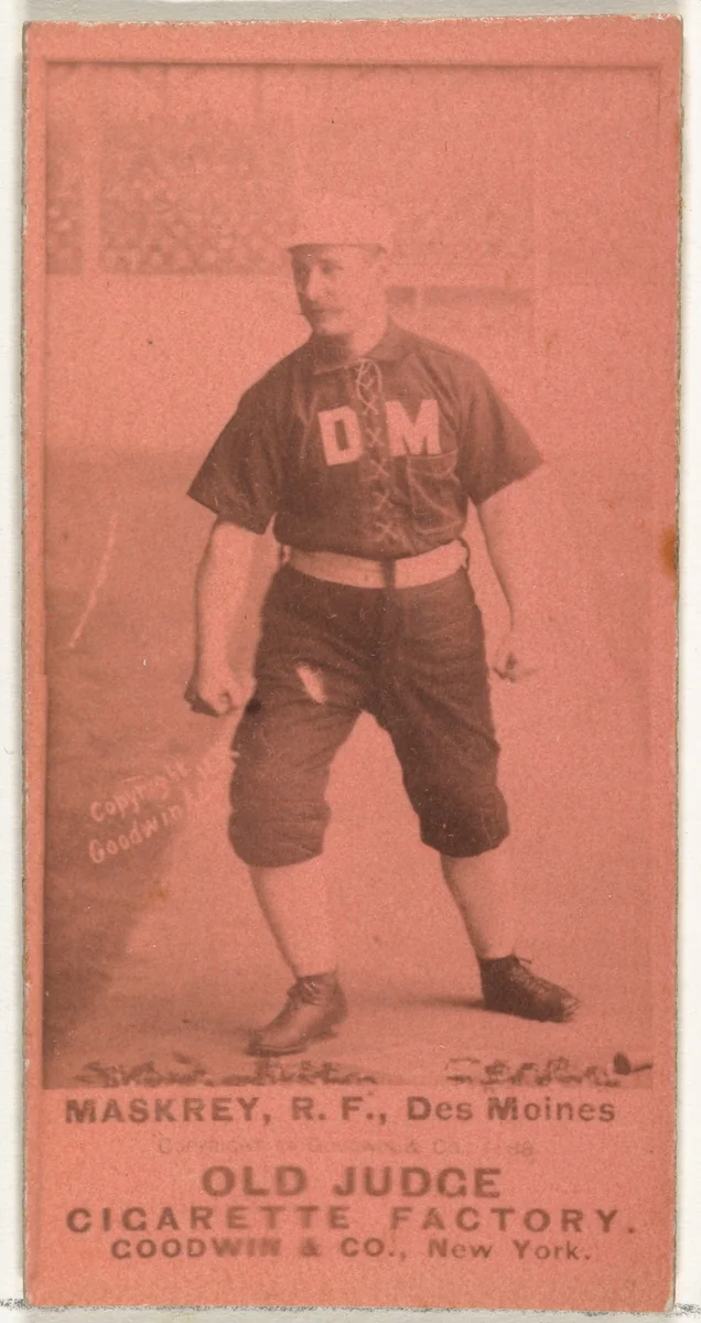 Samuel Leech Maskrey, Right Field, Des Moines Prohibitionists, from the Old Judge series (N172) for Old Judge Cigarettes by Goodwin & Company, photograph, 1888
