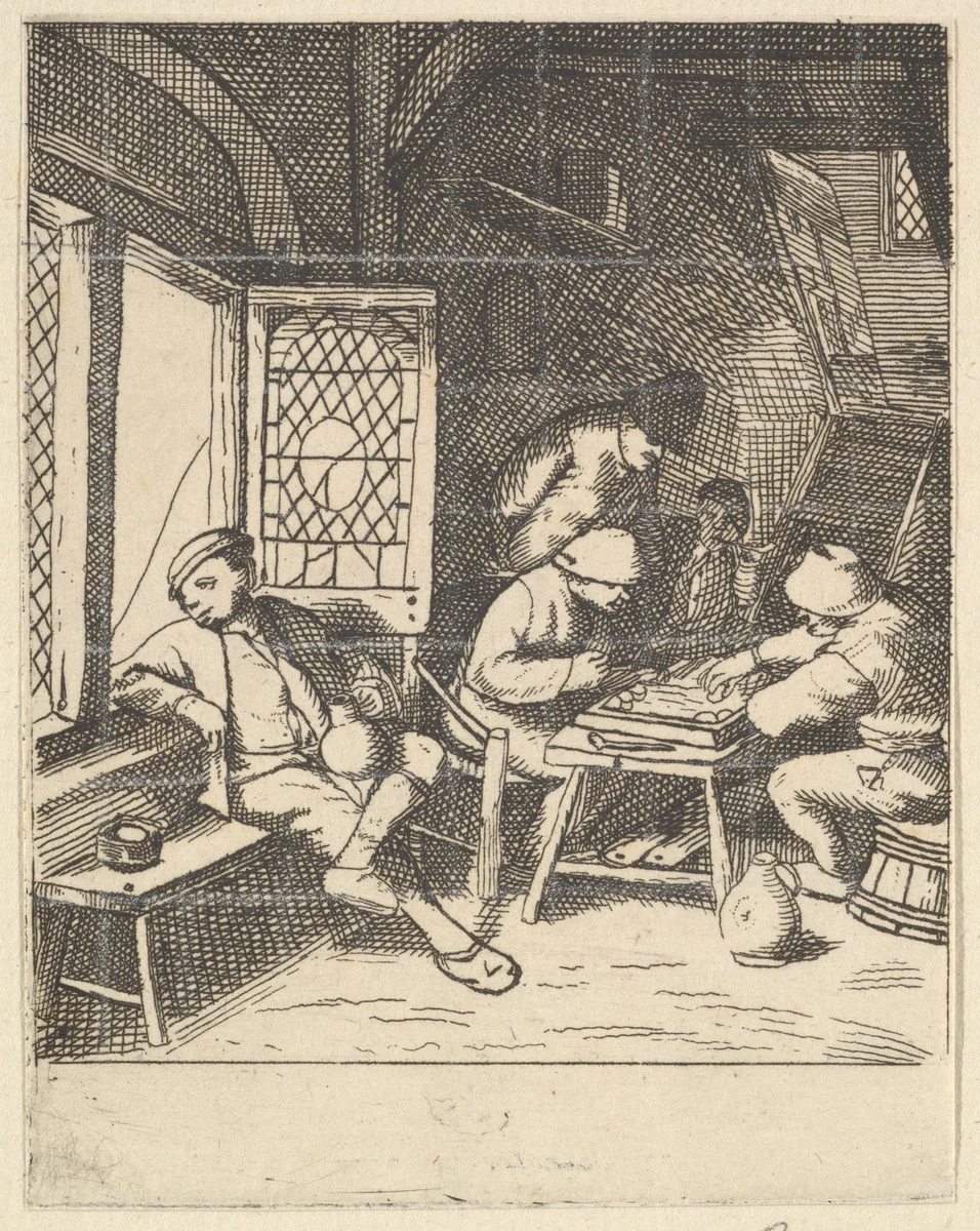Tric Trac Players by Adriaen van Ostade, print, 1610-1685
