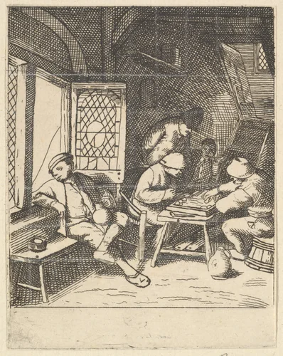 Tric Trac Players by Adriaen van Ostade, print, 1610-1685