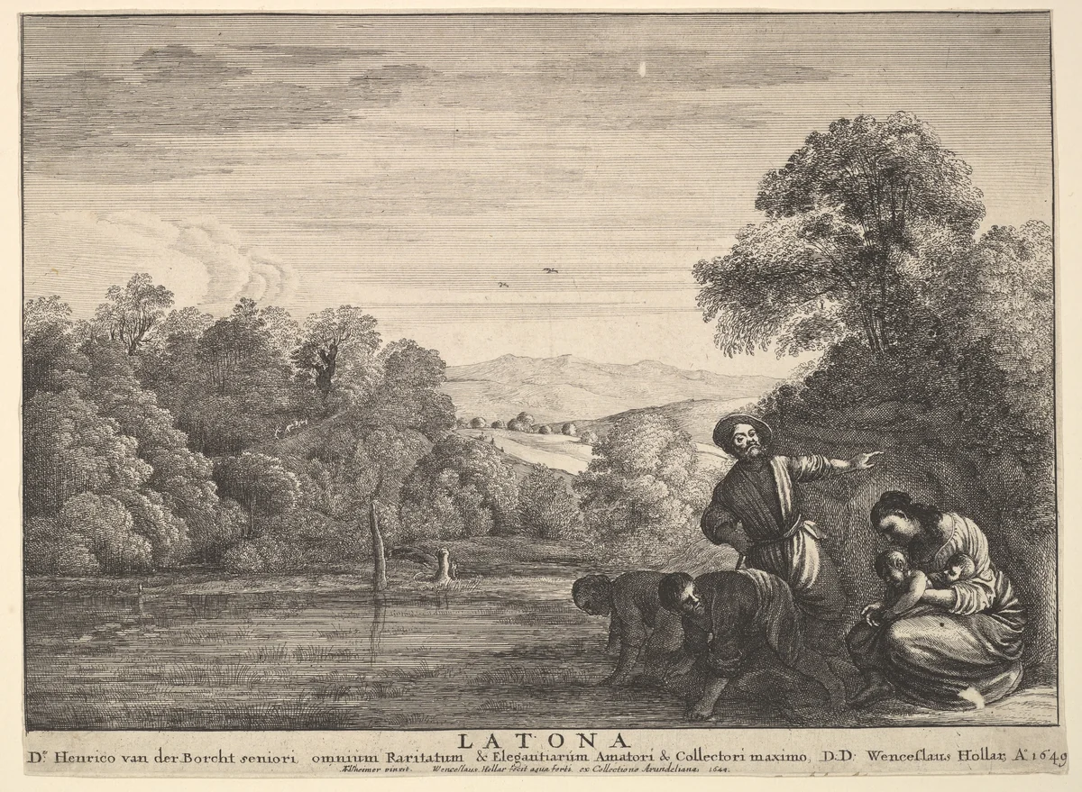 Latona and the Lycian peasants by Wenceslaus Hollar, print, 1649