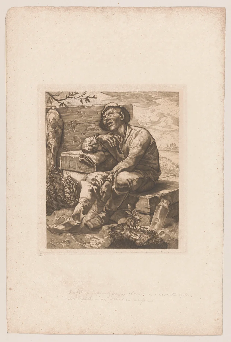 Slapende polderjongen by Johannes Josephus Aarts, print, 1881-1934