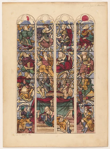 Study for Four Stained Glass Windows "Généalogie d'Abraham" by Achille Devéria, drawing, 1844