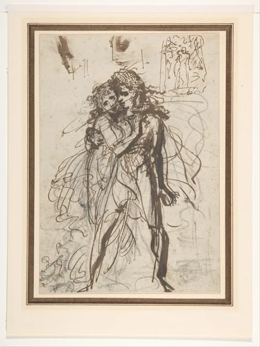 A Man and a Woman Embracing by Antoine-Jean Gros, drawing, 1771-1835
