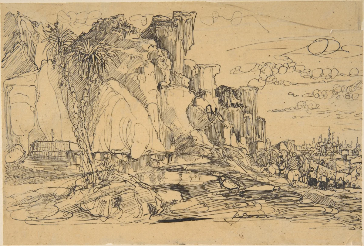 Caucasian Landscape by Rodolphe Bresdin, drawing, 1822-1885