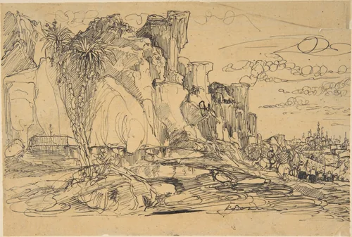 Caucasian Landscape by Rodolphe Bresdin, drawing, 1822-1885