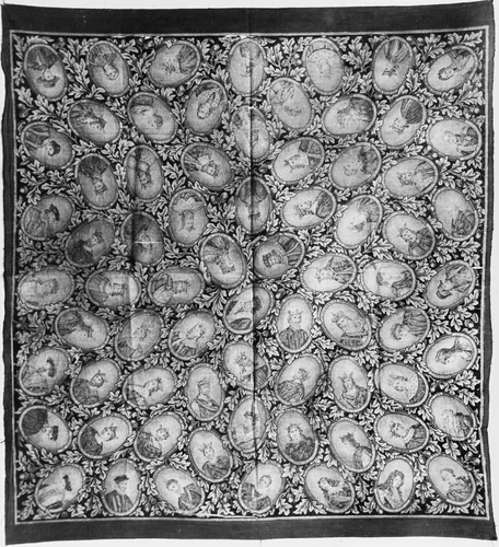 Les Rois de France (The Kings of France) (Handkerchief) by Raimond Laverdin, textile, 1830-1848