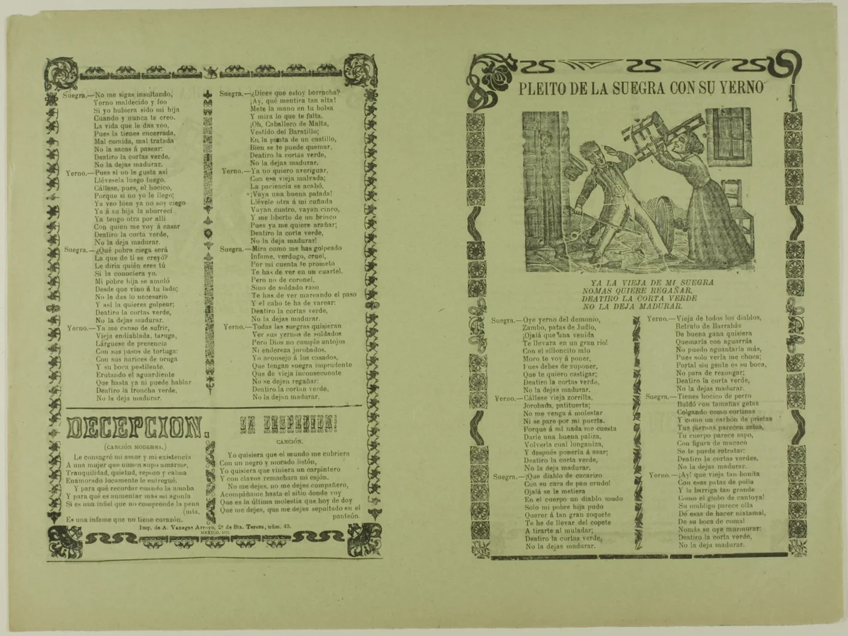 Quarrel between Mother-in-law and Son-in-law by Manuel Manilla, print, 1850-1900