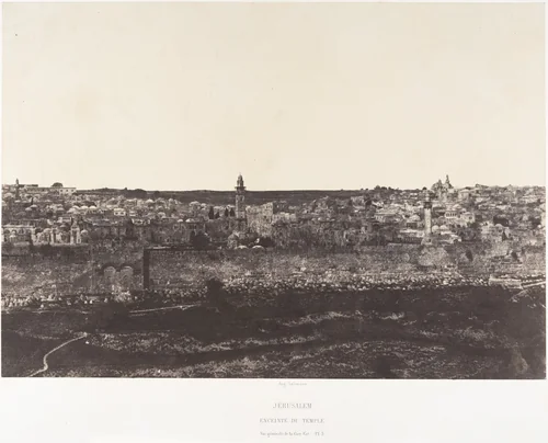 Jérusalem, Enceinte du Temple, Vue générale de la face Est, Pl. 3 by Auguste Salzmann, photograph, 1854-1859