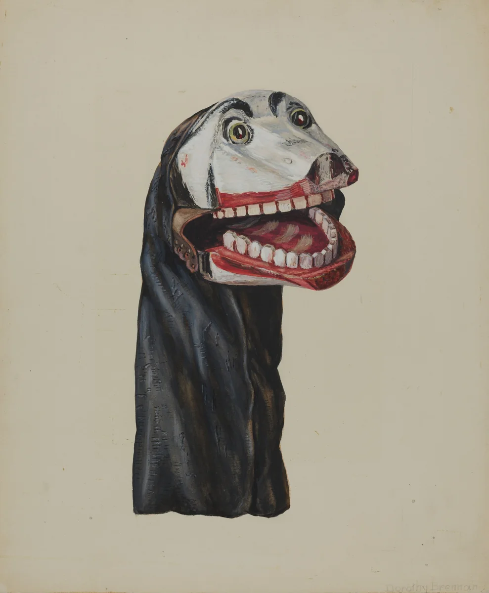 "Dog Toby" Hand Puppet by Dorothy Brennan, index of american design, 1936