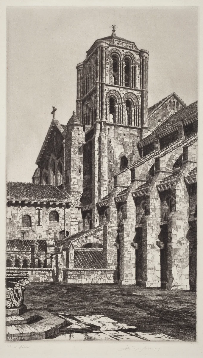 Bascilica of the Madeline, Vézelay by John Taylor Arms, print, 1929