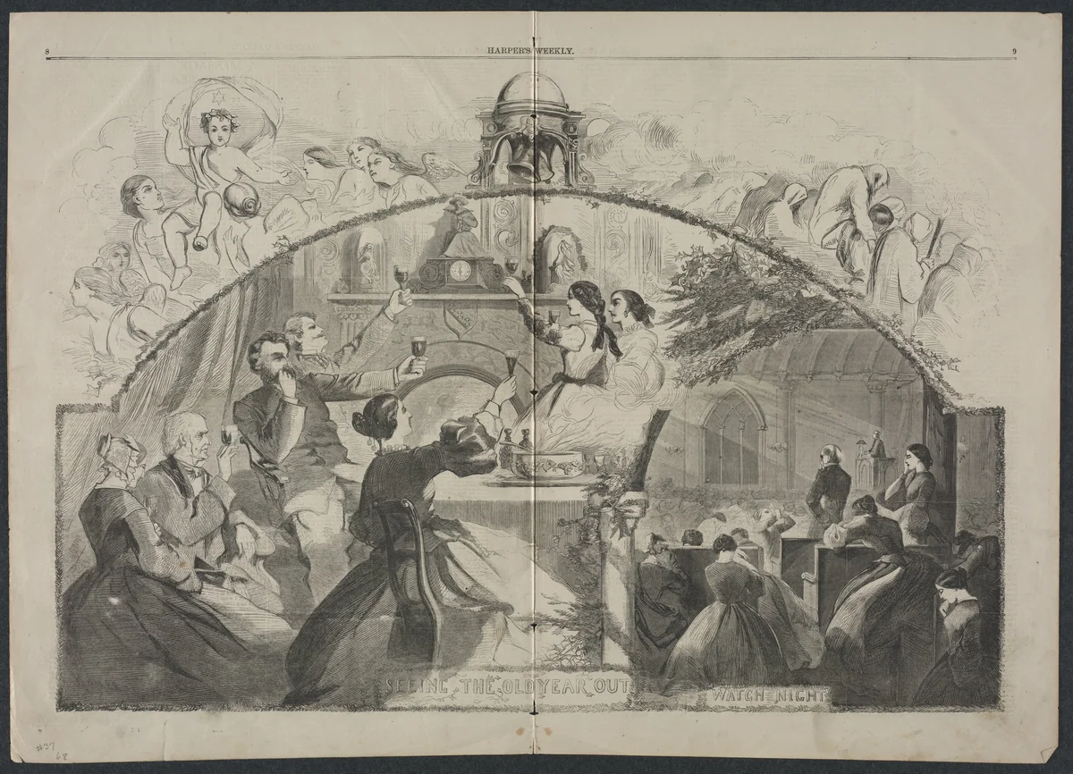 Seeing the Old Year Out by Winslow Homer, print, 1861