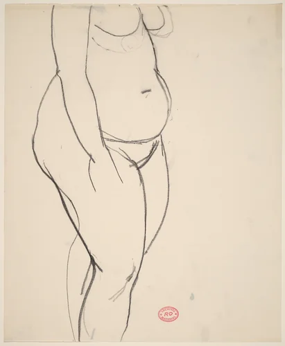 Untitled [standing female nude: chest to shin] by Richard Diebenkorn, drawing, 1955-1967