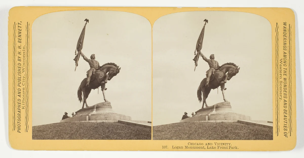 Logan Monument, Lake Front Park, from the series "Chicago and Vicinity" by Henry Hamilton Bennett, photograph, 1887-1893