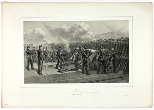Battery no.9, from Souvenirs d’Italie: Expédition de Rome by Denis Auguste Marie Raffet, print, 1859