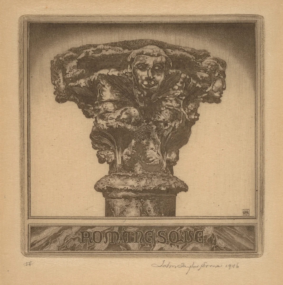Portrait of a Romanesque Capital by John Taylor Arms, print, 1946