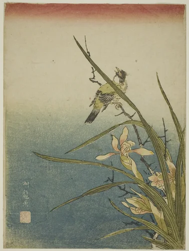 Orchid and Bird by Isoda Koryusai, print, 1765-1775