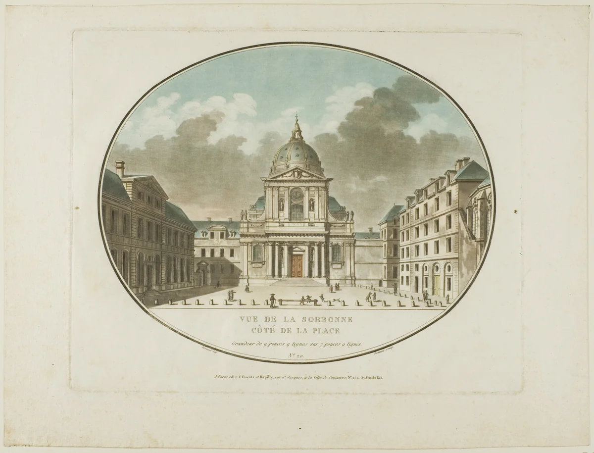 View of the Sorbonne by Jean François Janinet, print, 1772-1814