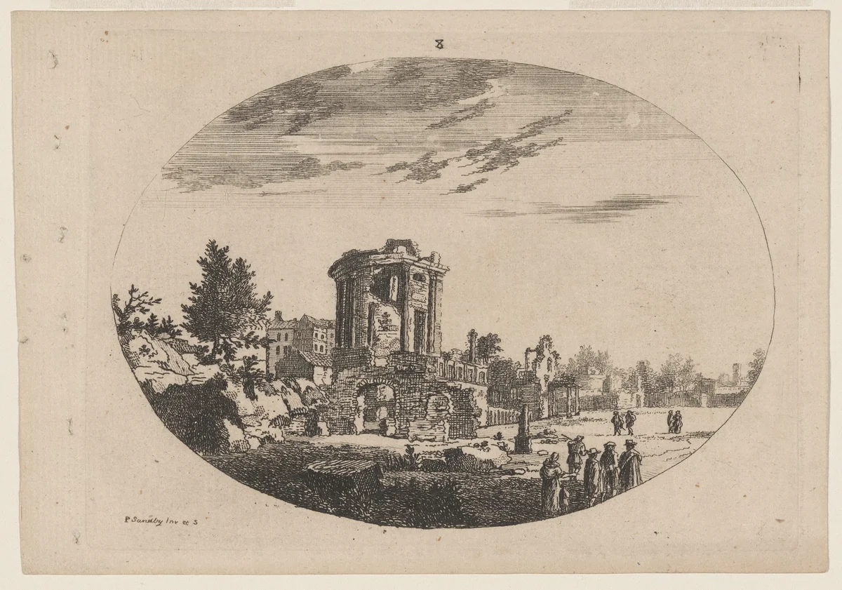 Ruined Circular Temple by Paul Sandby, print, 1745-1755
